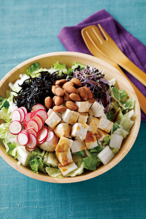 冷凍オクラとサラダチキンのぽん酢和え