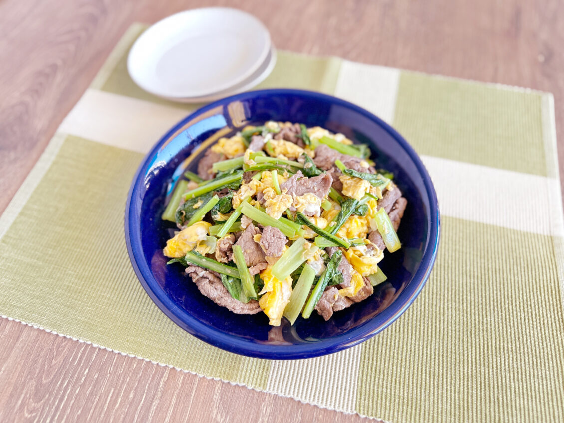 牛肉と小松菜のオイスターソース炒め