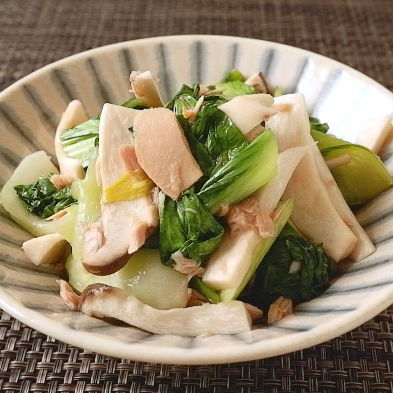 電子レンジで簡単★ ささみとチンゲン菜の生姜ポン酢和え