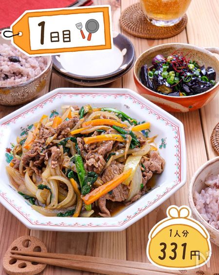 野菜炒め献立 - 夫の晩ごはん