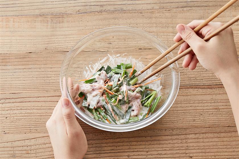 『ニラたっぷり!野菜チヂミ』簡単☆野菜たっぷり!子供も喜ぶ♡