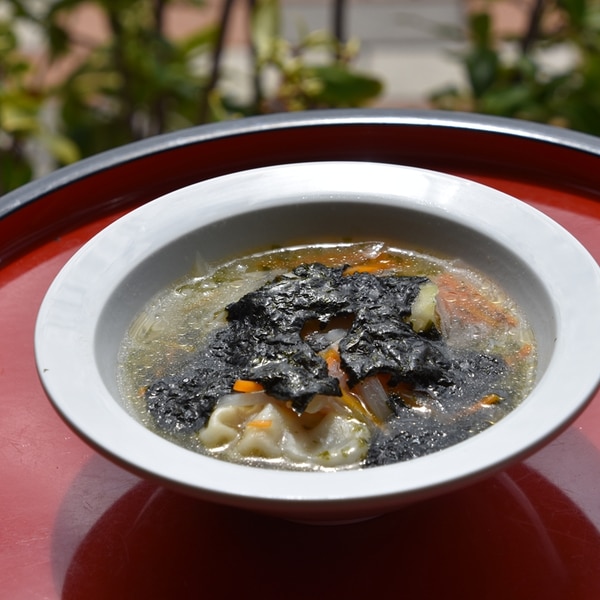 味付海苔の消費に☆ピリ辛のり玉スープ