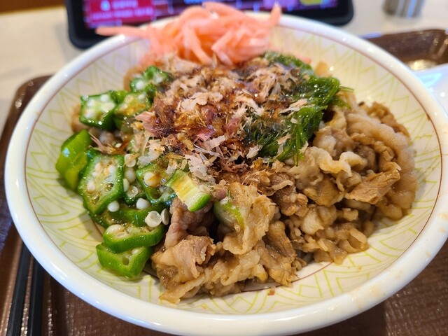 すき家の『山かけめかぶオクラ牛丼』がネバネバ、とろとろで美味しい