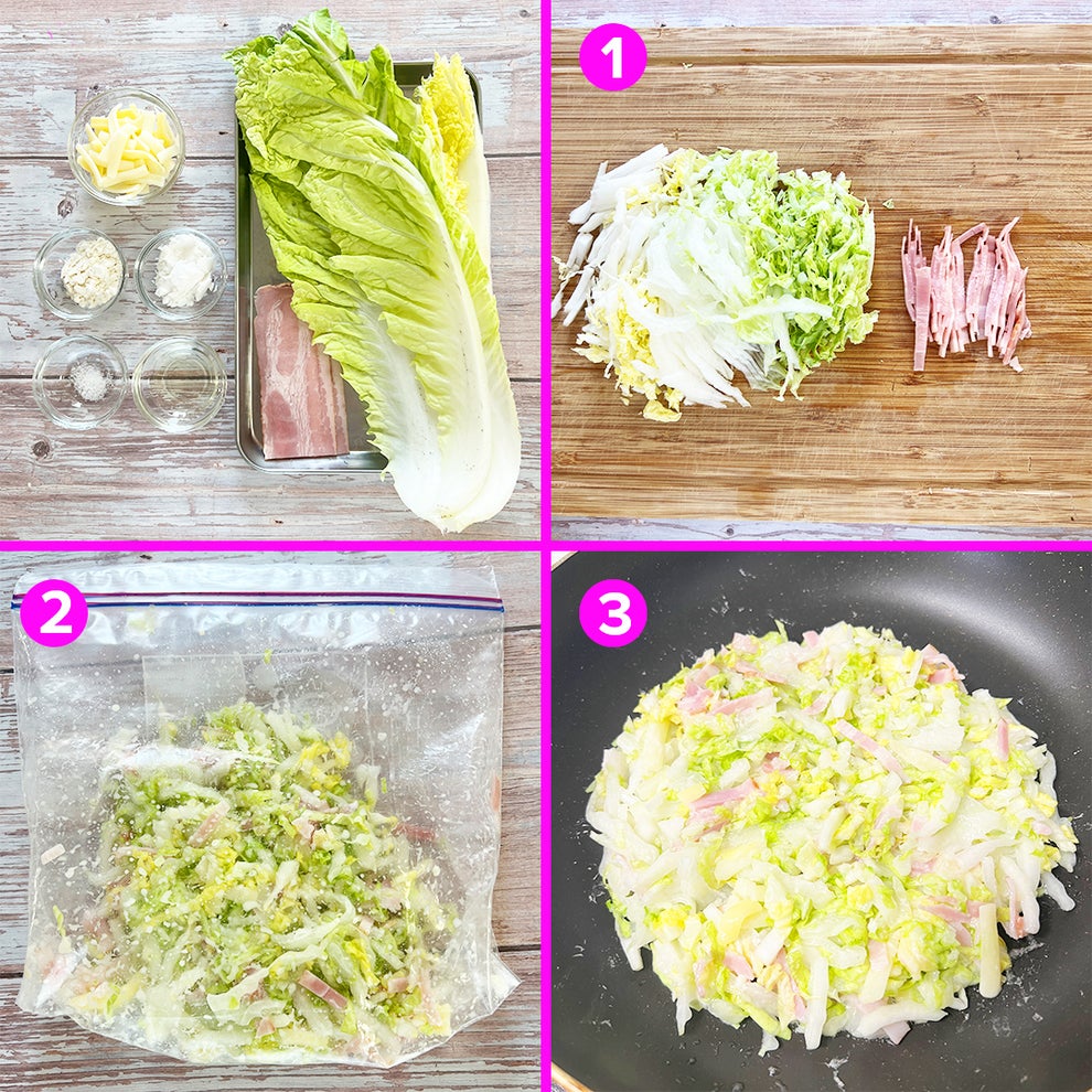 フライパンで 白菜とベーコンのとろーり重ね煮