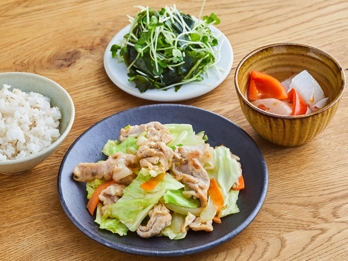 一汁三菜の献立「野菜炒めの作り方」夕飯の献立はコレがお勧め！おさるの日めくり献立帖