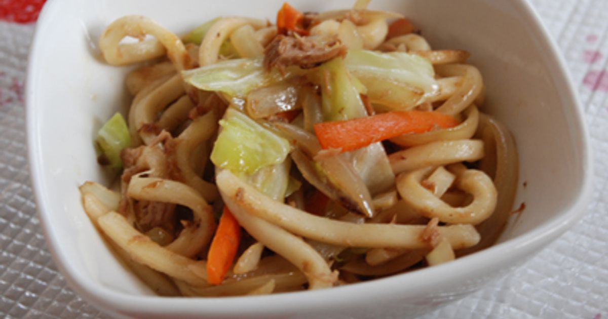 子どもの大好物♪ツナとコーンの焼きうどん