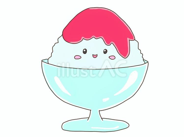 苺のかき氷の無料 フリー イラストかわいい手描きの無料素材「てがきっず」保育園・小学校・介護施設にぴったりのフリー素材イラスト