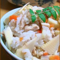 水煮&白だし使用！モチモチたけのこおこわ