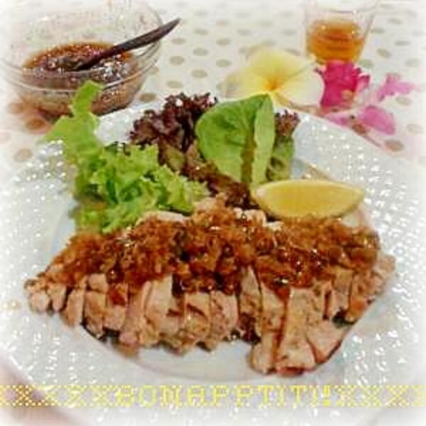 レンジde蒸し鶏のレモン香味ソース