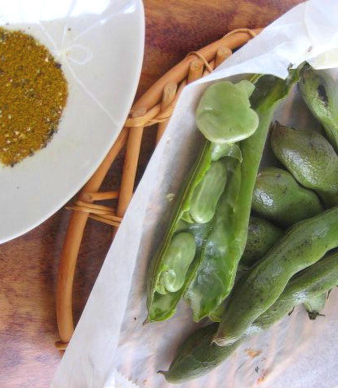 そら豆と塩昆布のごま油和え