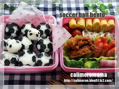 日本代表応援レシピ☆サッカーボールおにぎり