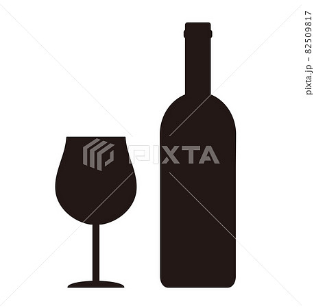 瓶とグラスビールのシルエット02無料のAi・PNG白黒シルエットイラスト