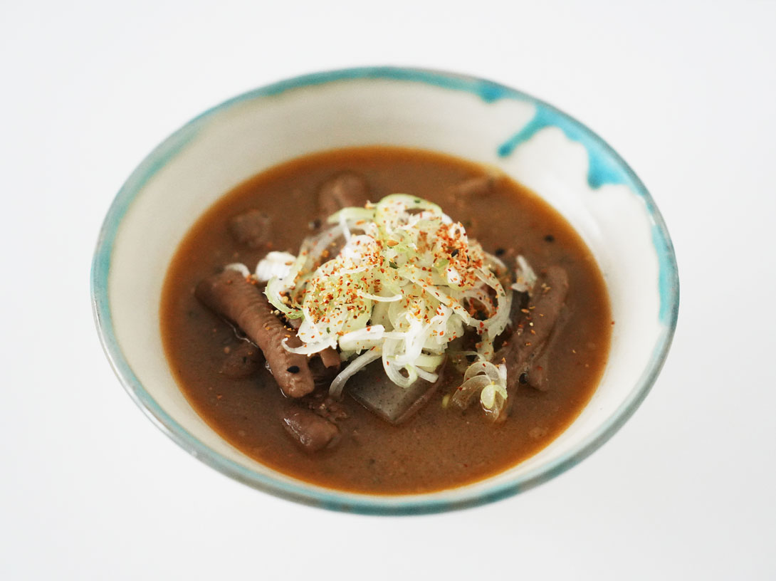 永井食堂のもつ煮定食590円普通盛り 群馬渋川市