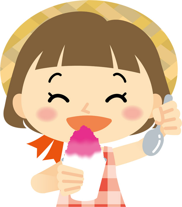 かき氷を食べる男性・女性の無料イラスト✨⭐️クリエーターゆりぽんのお部屋⭐️