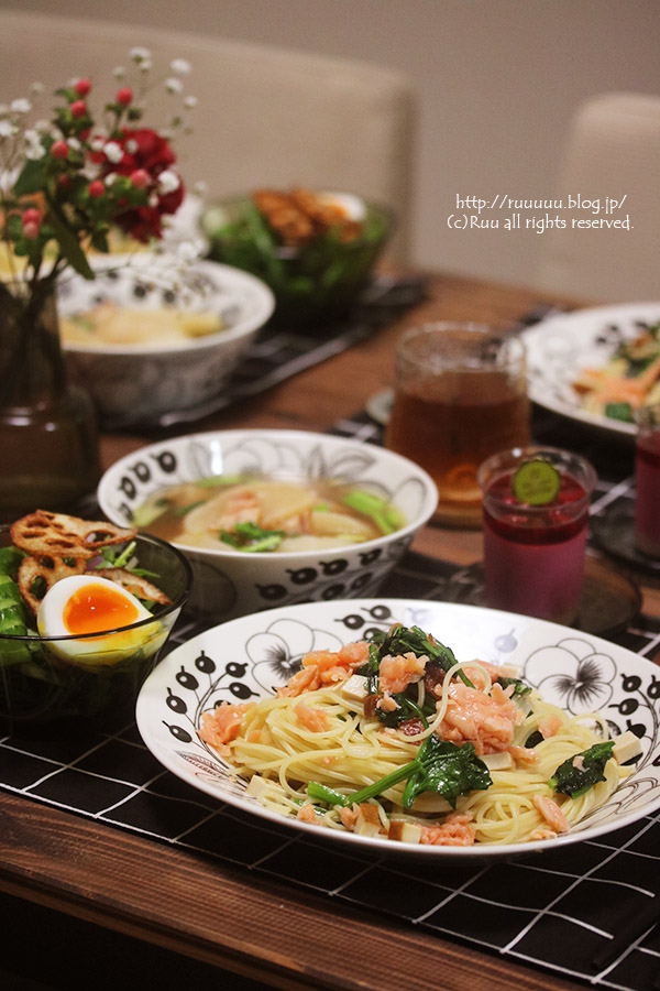 白菜とベーコンのペペロンチーノ