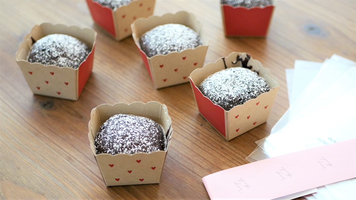 バレンタイン レンジで簡単☆カップケーキ風エアインチョコ行事食百花