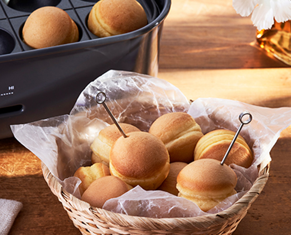 おうち縁日」を楽しもう！ 3 たこやきプレートでベビーカステラ おいしいNEWSエバラ食品