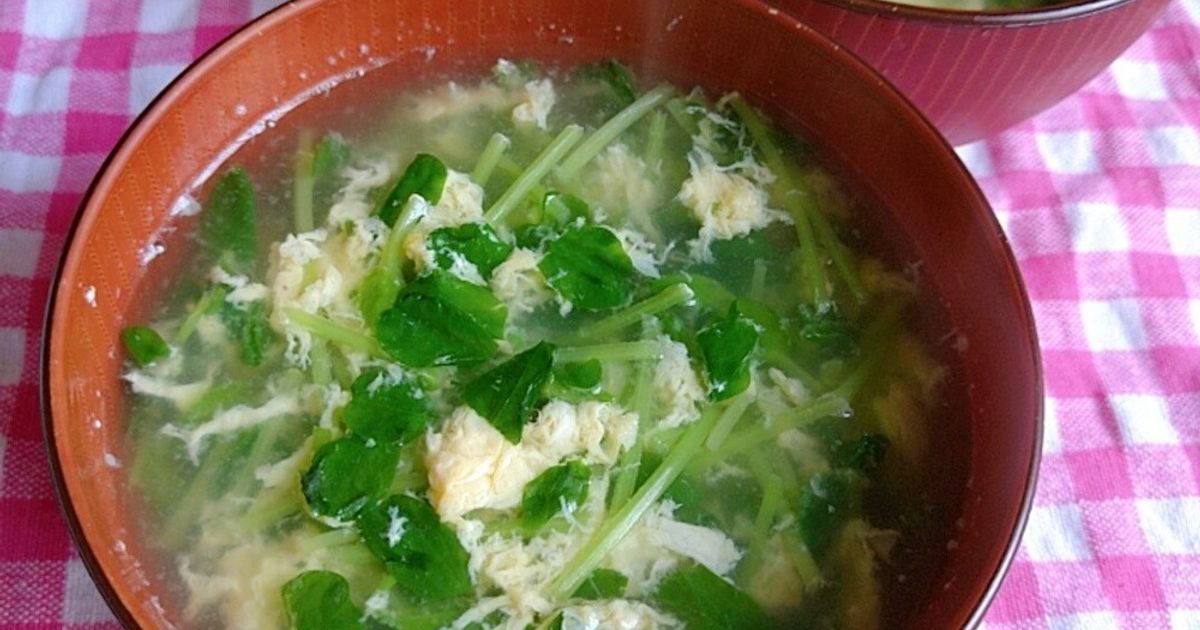 豆腐と豆苗の卵スープ