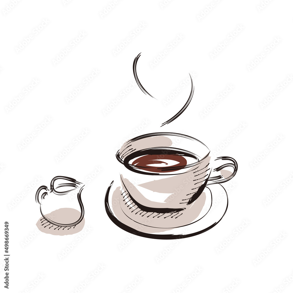 おしゃれで美味しそうな「コーヒーショップ」の手書きイラスト！飲食店内掲示ポスターフレーム 飾り枠 Decome