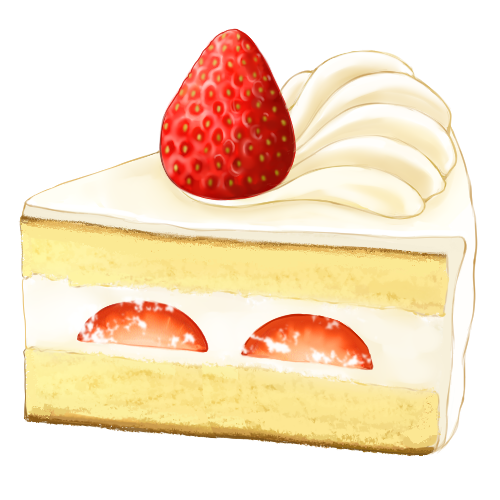 正方形にカットされた、いちごのショートケーキの無料イラストイラストセンタ