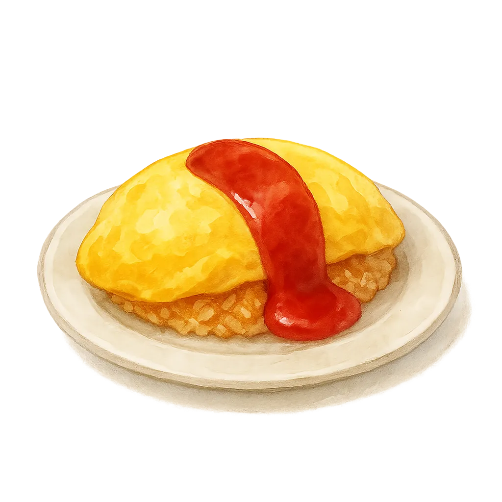 ケチャップで猫の顔を描いたオムライスイラスト - No: 25340941無料イラスト・フリー素材なら「イラストAC」