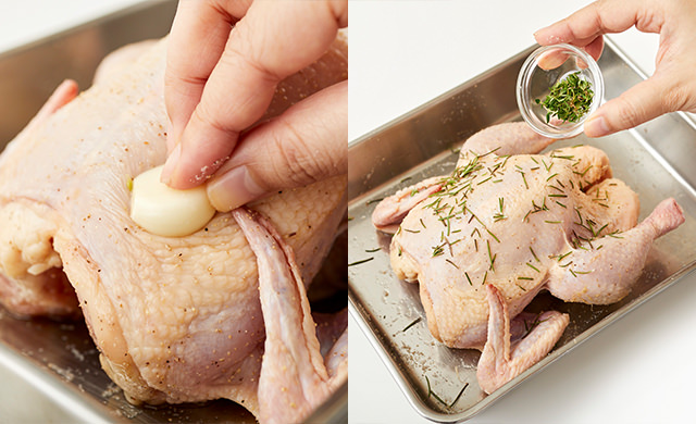 丸鶏を使ったローストチキン』クスクスとじゃがいもとベーコンを詰めて丸鶏をロースト!Take Away Kitchen Blog料理の作り方と簡単レシピ