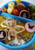 長男の社会科見学用の弁当 ミュウとダグトリオにモンスターボールキャラ弁ミュウポケモン社会科見学ミュウ弁当