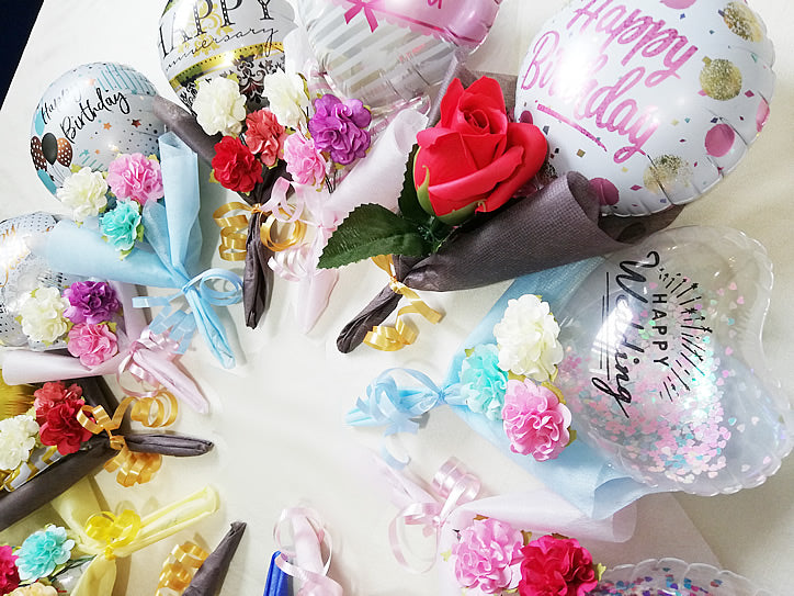 誕生日プレゼント 彼女 花束 ピンクベアー＆可愛いフラワーアレンジメント♪