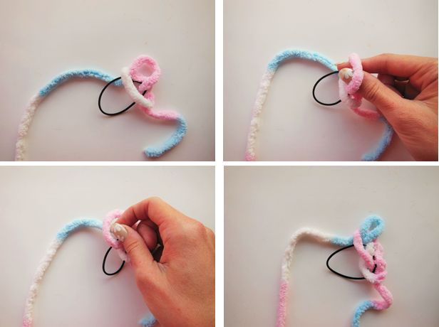 編み針なし！糸始末なし！簡単指編みのシュシュ