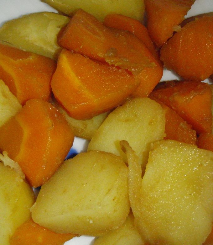 じゃがいも、にんじん、玉ねぎのめんつゆ煮 和食