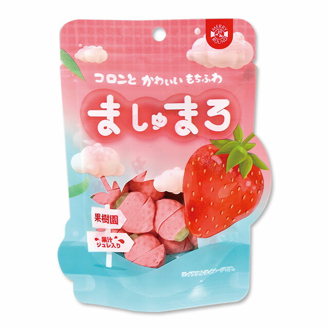 まとめ買い（12袋）コロンとかわいいもちふわマシュマロ 果汁ジュレ入り まん丸フルーツの形がカワイイ