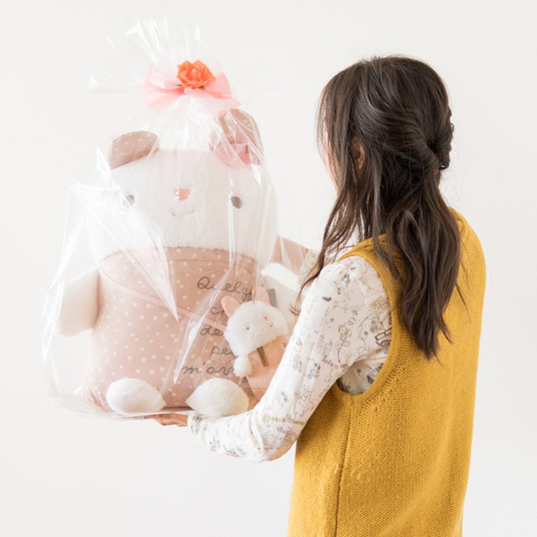 プレゼント用ラッピング材 袋 中透明袋＋リボン