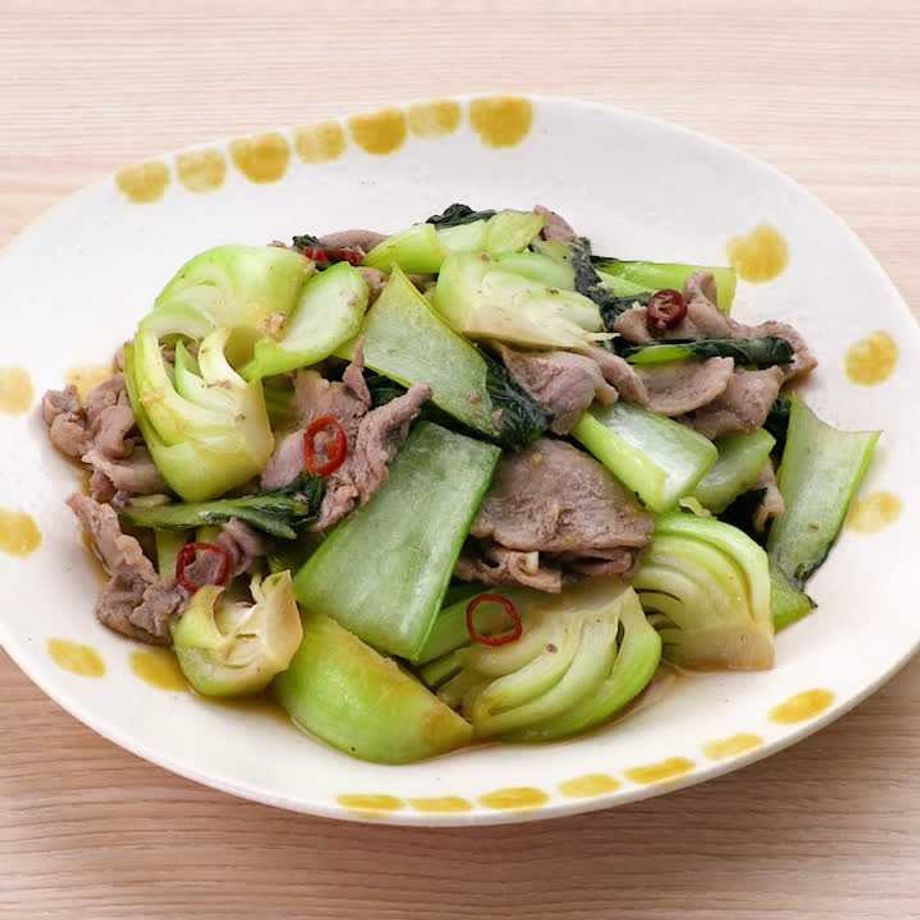 鮭とチンゲン菜のマヨポン酢炒め