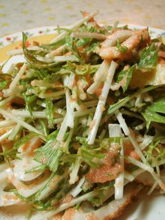 水菜とちくわの梅マヨ和え