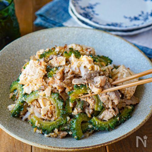 ゴーヤ、ツナ、もやしのチャンプル