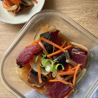 漬けかつおときのこの韓国風、かつおのたたきアレンジ - 魚料理と簡単レシピ