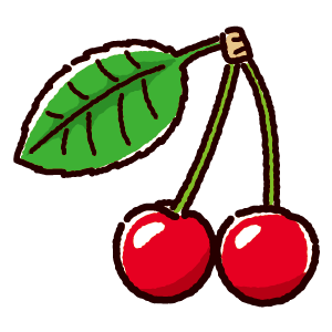 サクランボのイラスト4花、植物イラスト Flode illustrationフロデイラスト