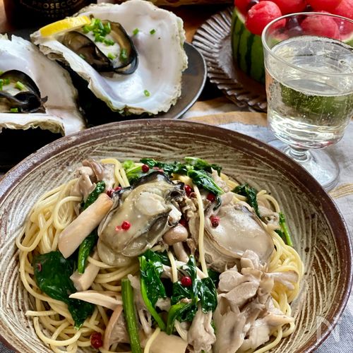 牡蠣とブロッコリーのクリームパスタ