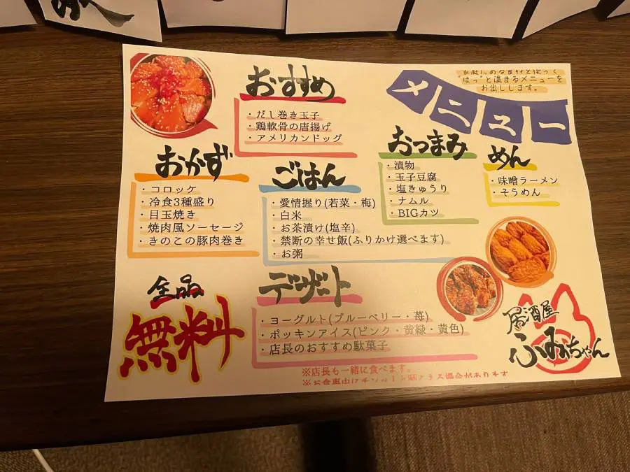 手書き 居酒屋 風 メニュー 表