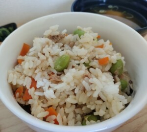 たこと枝豆の炊き込みご飯