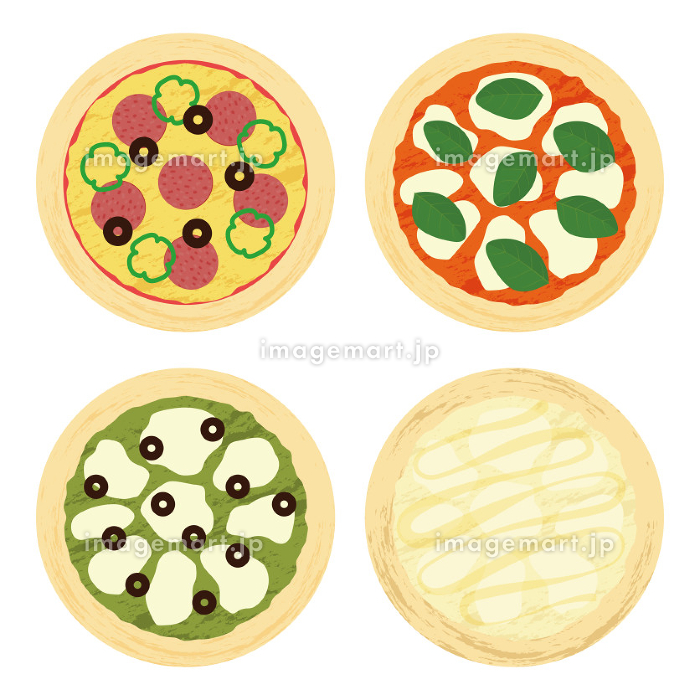 カットした、マルゲリータピザの無料イラストイラストセンタ