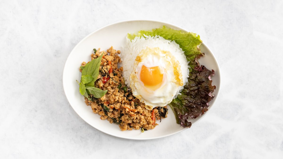 タイ屋台料理大全⑨カイチアオムーサップไข่เจียวหมูสับ 豚ひき肉入り卵焼き載せご飯