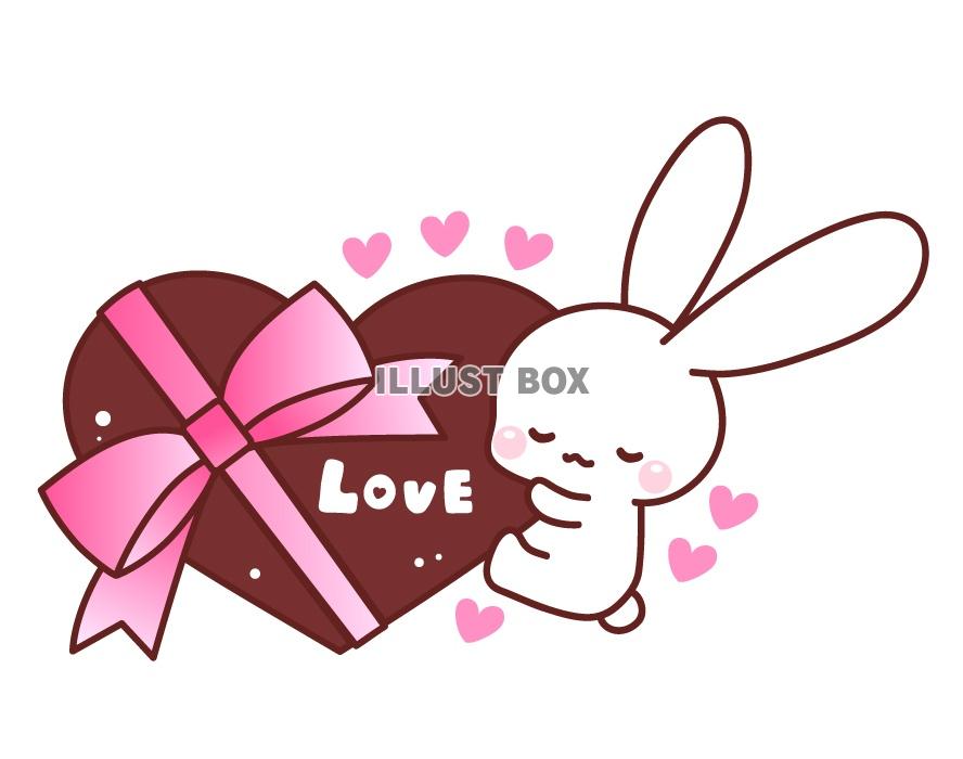 バレンタインチョコレートとうさぎのイラストフリーイラストIroFuri・いろふり