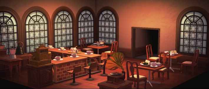 あつ森 夜景を眺めるレストランハピパラ レストラン編