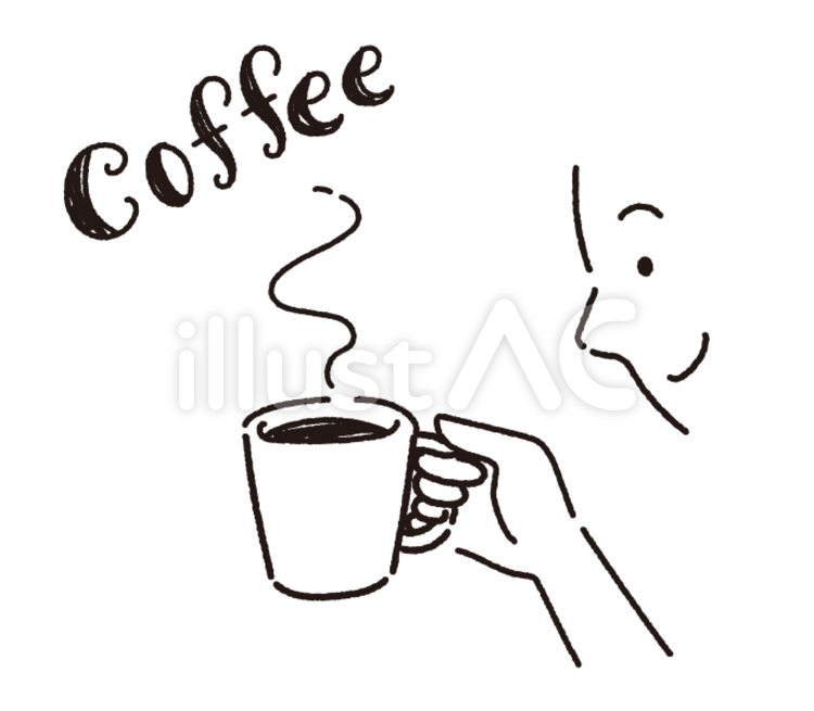 カフェでコーヒーを飲んでひと休みする女性のイラスト - 無料イラストのIMT 商用OK、加工OK