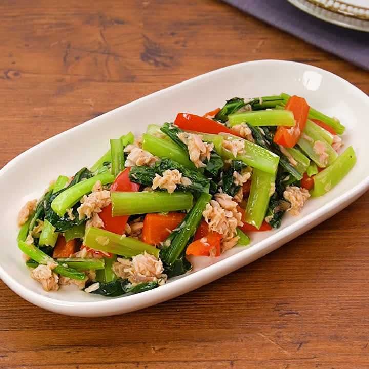 小松菜・しめじ・ベーコンの生姜焼き炒めとちくわ・にんじん・ピーマンのきんぴら炒め−34キロ減量成功した年子育児奮闘中の母親・日々の記録