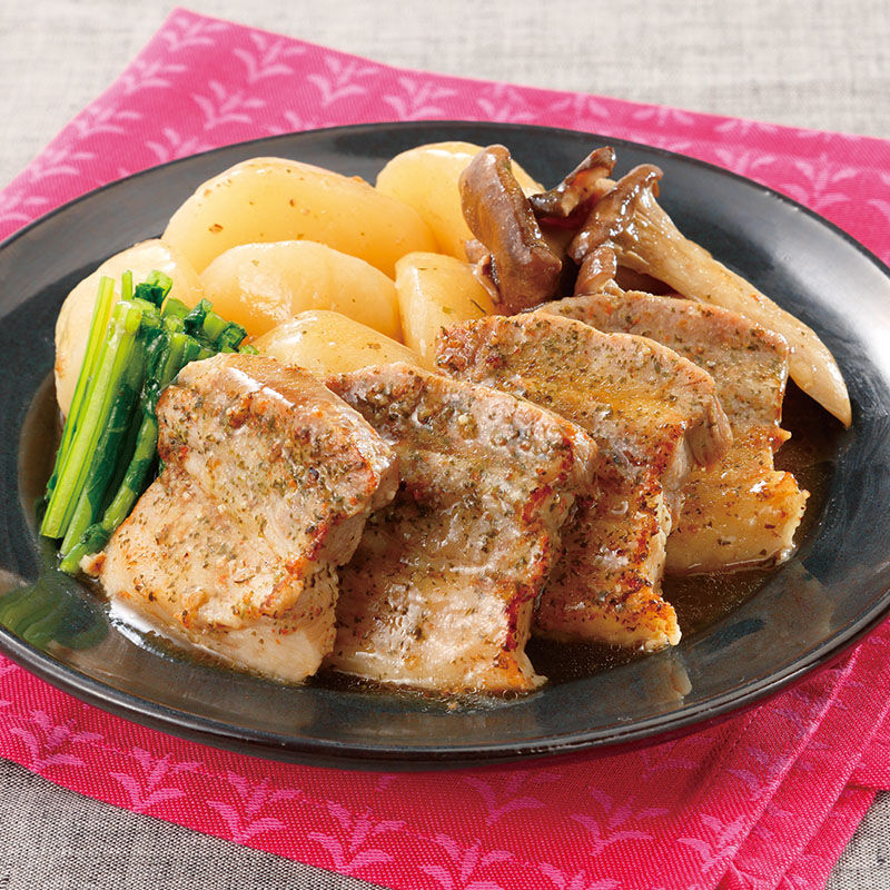 豚バラ肉とかぶのさっぱり蒸し