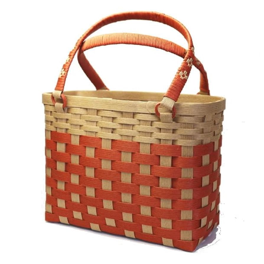 手作り竹編み×革ハンドルの上質クラフトバッグ 手作り竹編み かごバッグ ハンドメイド 竹編みバッグ 籠 竹籠 プレゼント かごバッグ 椿 通販19644019Creema クリーマ