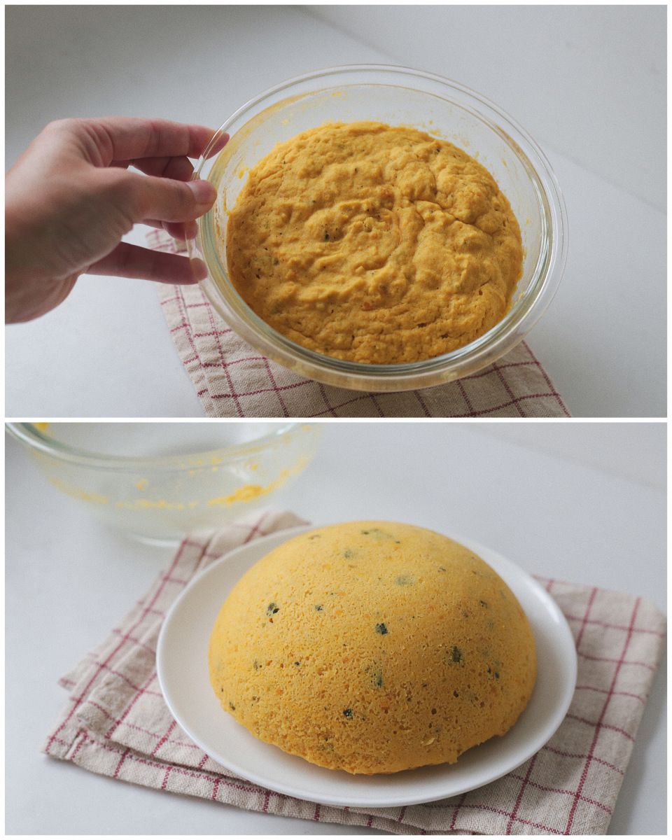 レンジでふわふわ！かぼちゃの米粉蒸しパン