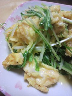 もやしと水菜の卵とじ